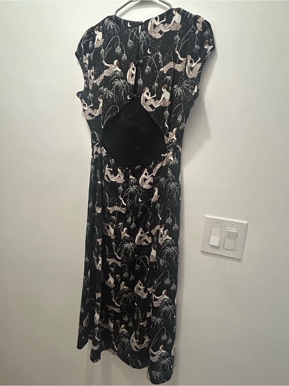 Black Printed High-Low Maxi Dress with Pink Motif - Picture 4 of 6